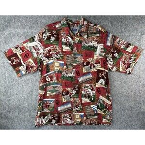 Reyn Spooner Shirt Men's L Vintage Sports Oklahoma University Sooners Rayon